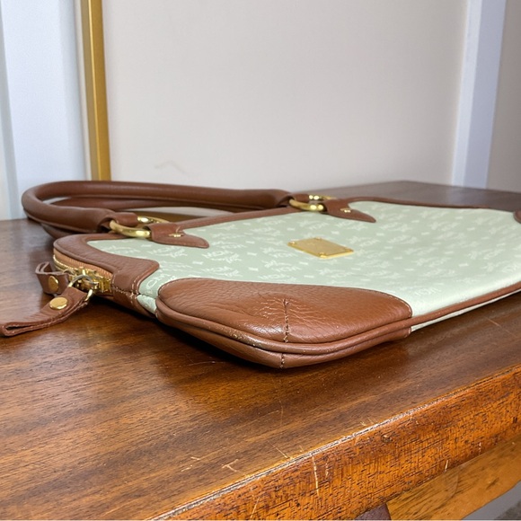 MCM Vintage Leather Trim and Mint Green Satchel - Picture 7 of 15